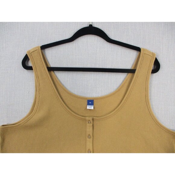 Old Navy Ribbed Henley Tank Top Butter Yellow Xl Soft Comfortable Layering Piece - Picture 3 of 7